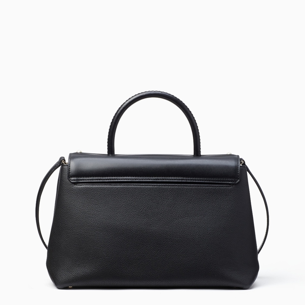 kate spade Black Leather Pearl Satchel Purse NWT! - Picture 4 of 5